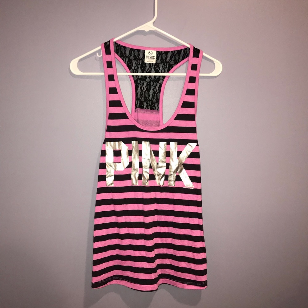 ✨Victoria Secret Pink Tank with Lace Size S
